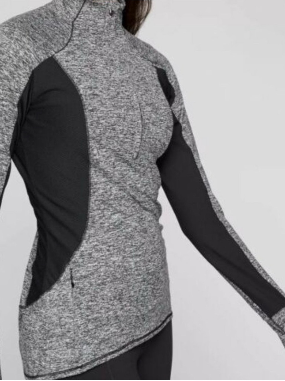 Athleta Running Wild Half Zip Pullover Gray Black Mesh Athletic Top M